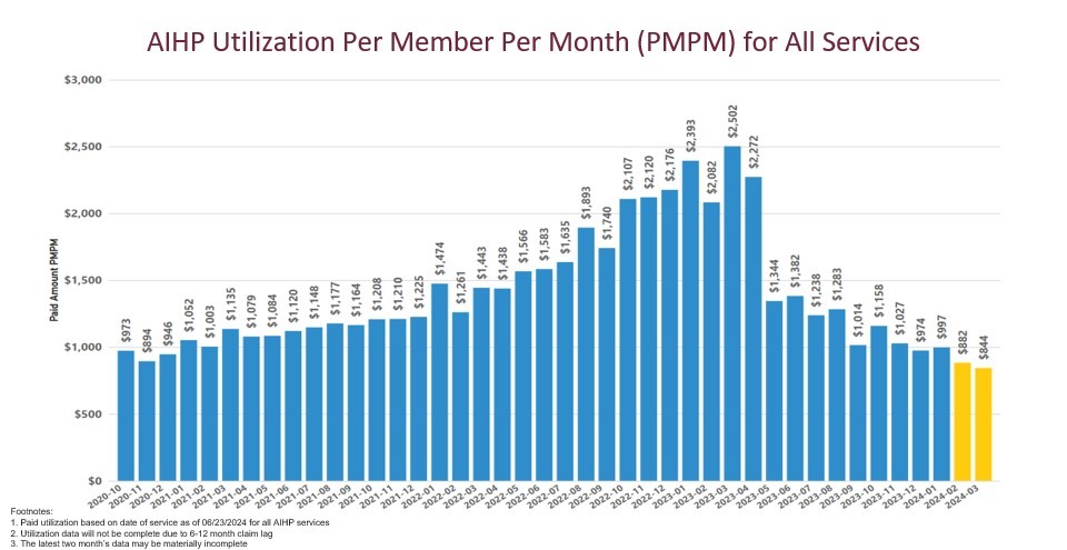 AIHP Utilization Per Member Per Month (PMPM) for all Services
